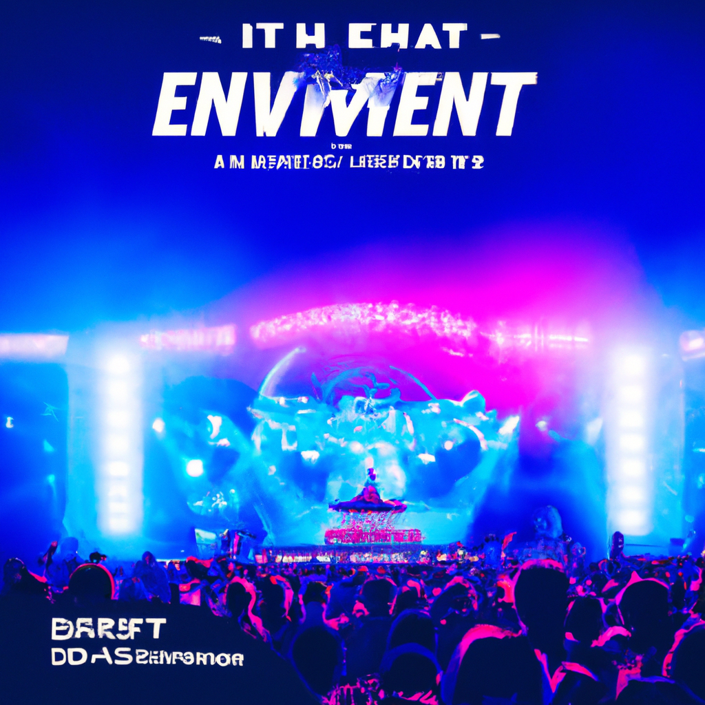 NeonFête event collage: arcade, crowd, stage lighting